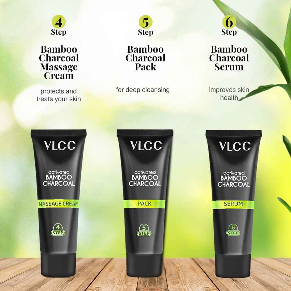 VLCC Activated Bamboo Charcoal Facial Kit with FREE Rose Water Toner