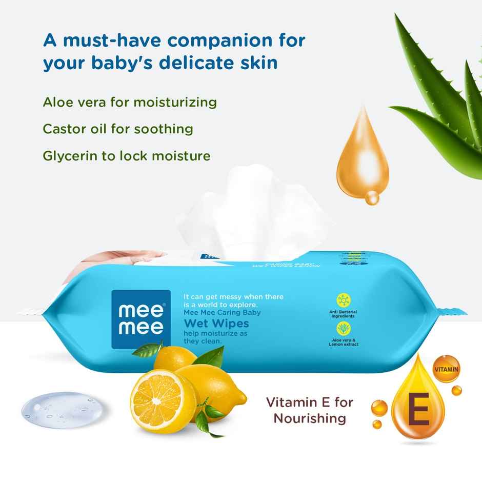 Mee Mee Soft Gentle Baby Wet | Wipes For Babies - Pack Of 1 | 72 Pulls Per Pack