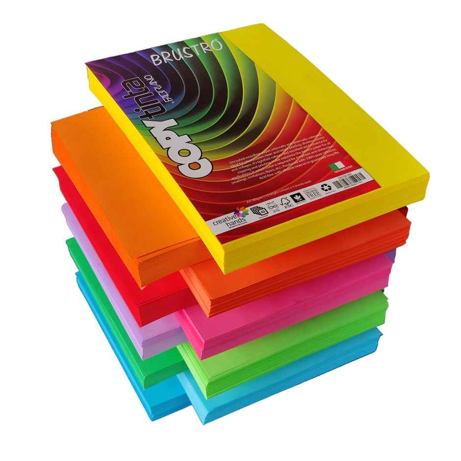 Brustro A4 Assorted Bright - Pack Of 40 Sheets - 10 Colours X 4 Sheets Each - 80 Gsm