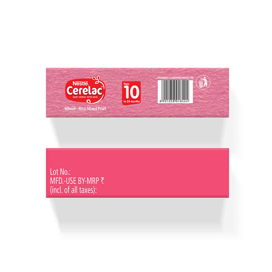 Nestle Cerelac Wheat Rice Mixed Fruit Baby Food Cereal | No Preservatives | 10 to 24 Months