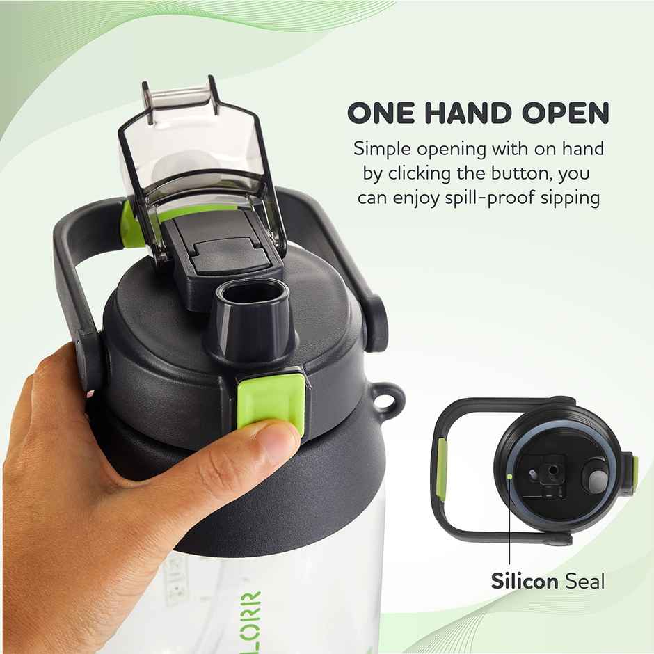 Kolorr Sprint 1400 ml Bottle | Black & Green | with phone stand | Ideal for Gym | Office | Travel