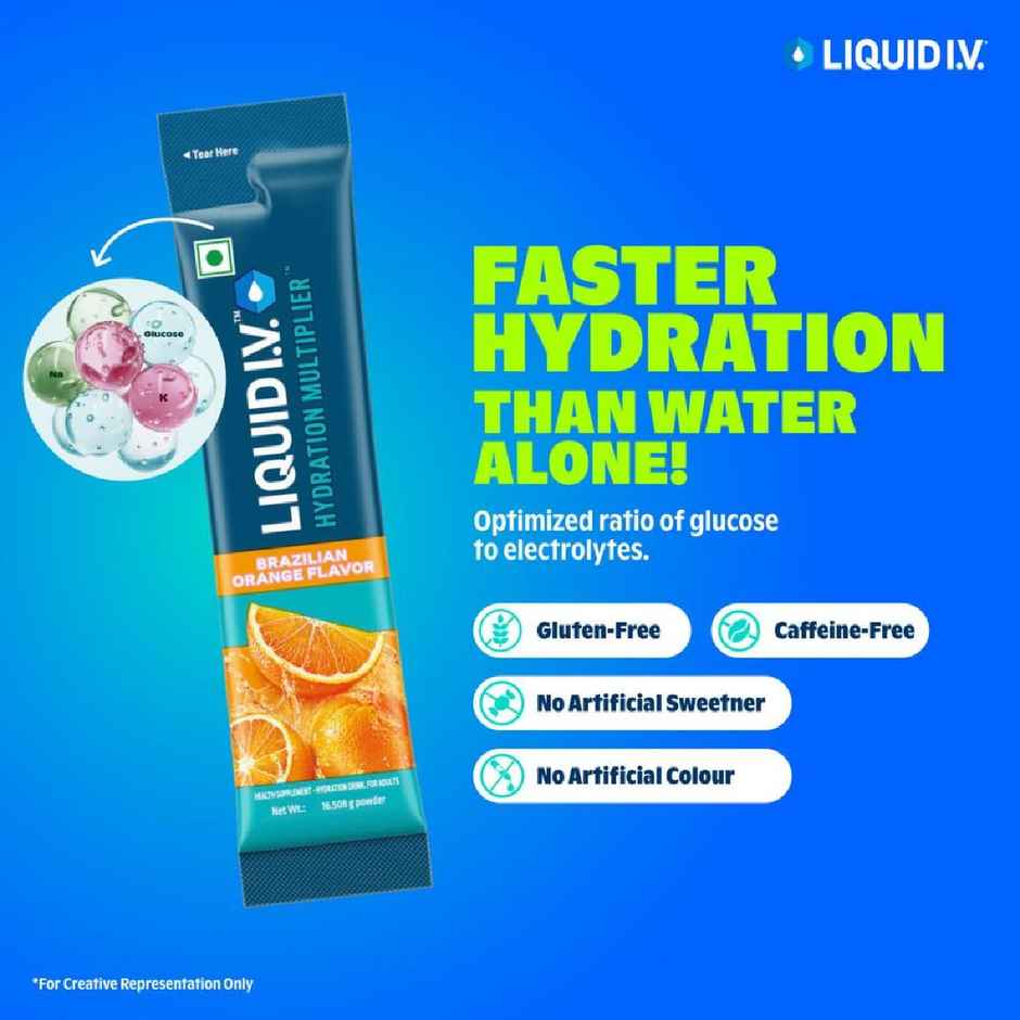 Liquid I.V. Hydration Multiplier - Brazilian Orange|3 Sticks - 1.5 Ltrs|Hydration Drink Mix