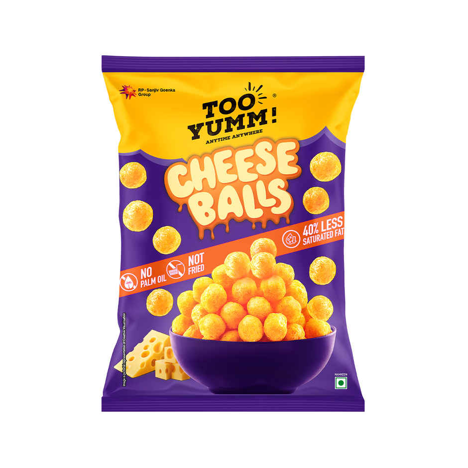 Too Yumm Extra Cheesy & Crunchy Cheese Balls, 40% Less Saturated Fats, No Palm Oil Healthy Puffs
