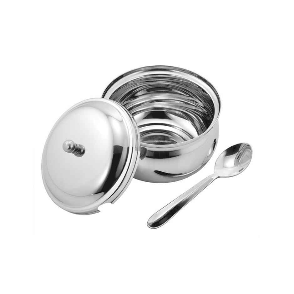 Vinayak Stainless Steel Ghee Pot (With Lid, Silver, 400 ml, 1 Piece)