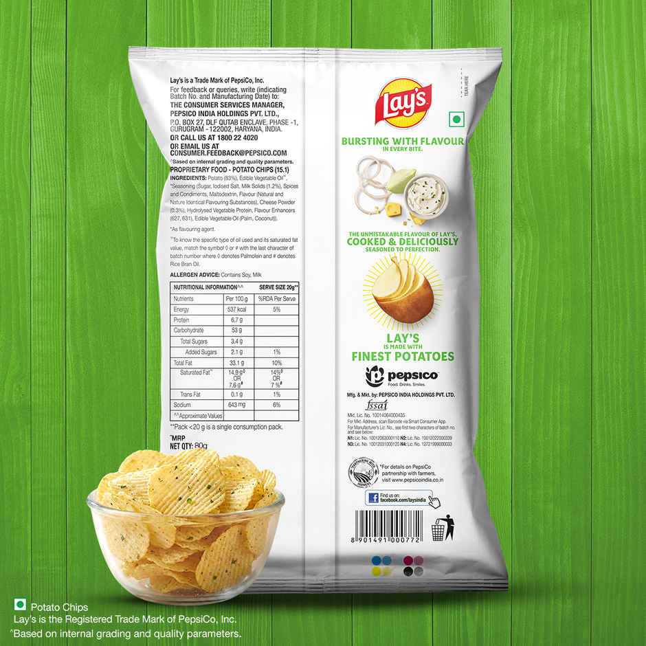 Lay's American Cream & Onion Flavour | Potato Chips
