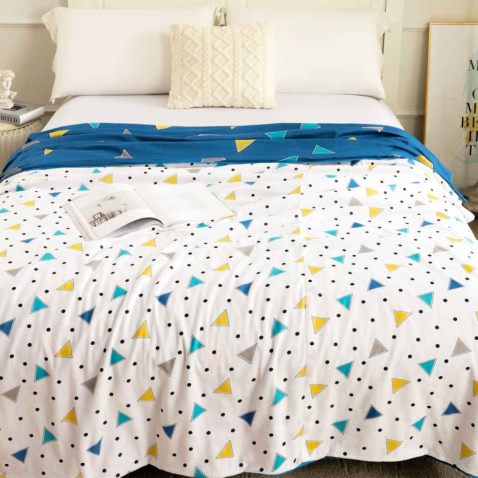 Story@home Geometric Double Dohar/Duvet Cover (Cotton, Blue) (240x225x2 cms)