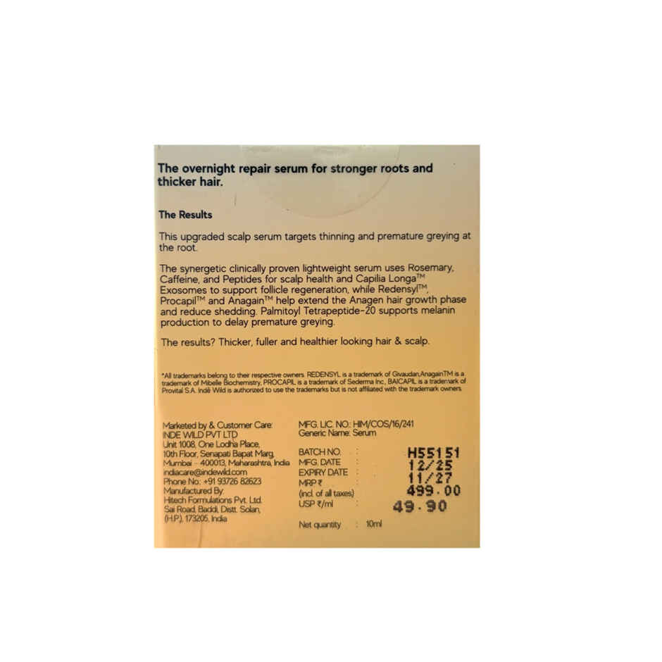 inde wild Moonlight Scalp Serum with Moringa, Bhringraj & Amla | Healthy Scalp & Hair Density