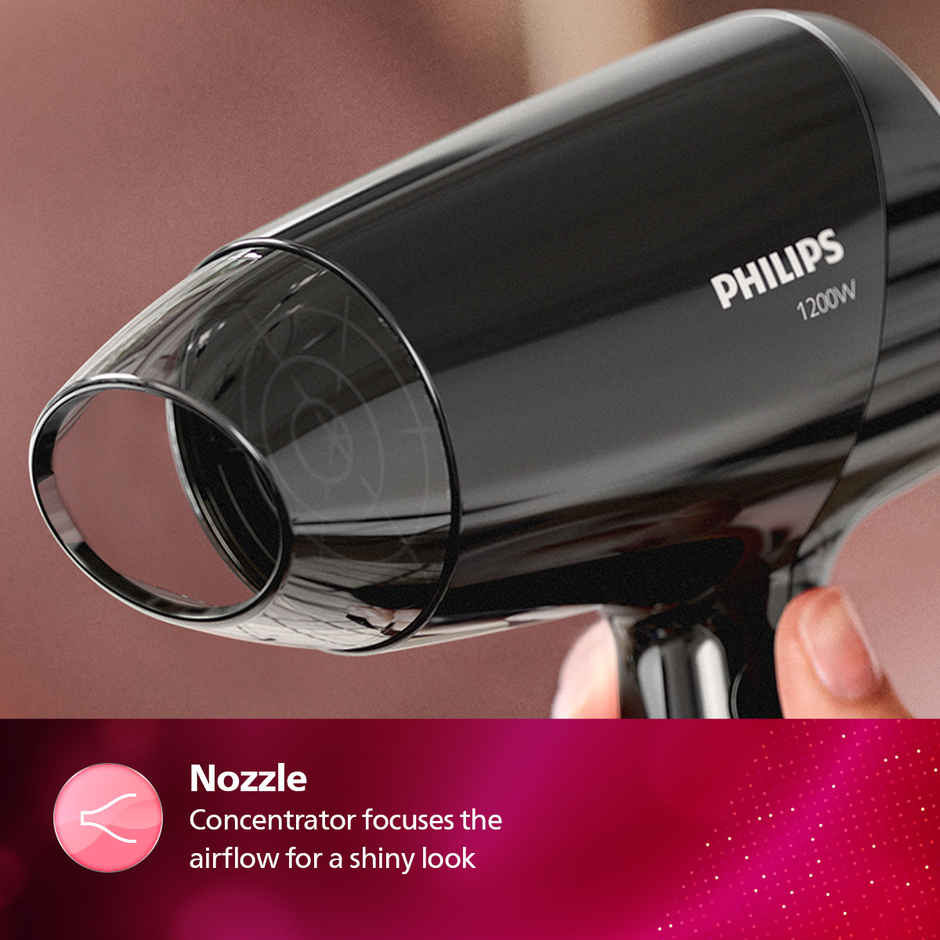 Philips India's No.1 Hair Styling Brand | Foldable Hair Dryer 1200W BHC010/10 | Black