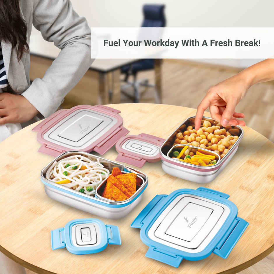 Flair Magic Meal 650 Ml Stainless Steel Lunch Box Set Blue