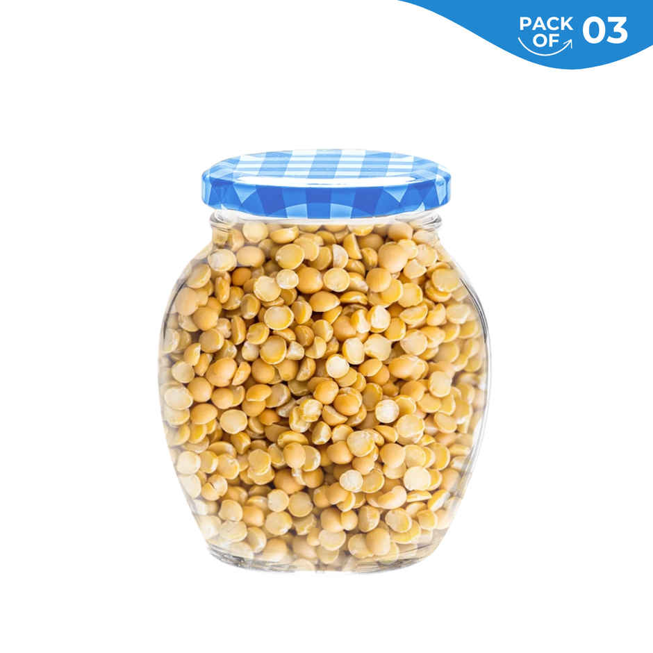 Yera Lucia Storage Jar Set - 3 pcs 375 ml Each - Blue Checkered Lids