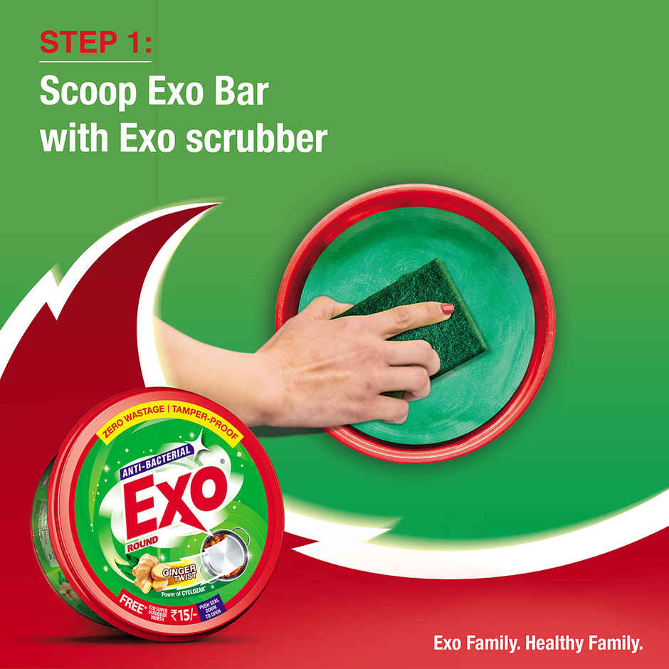 Exo Touch & Shine Round Ginger Twist Dishwash Bar | Anti Bacterial | Tub