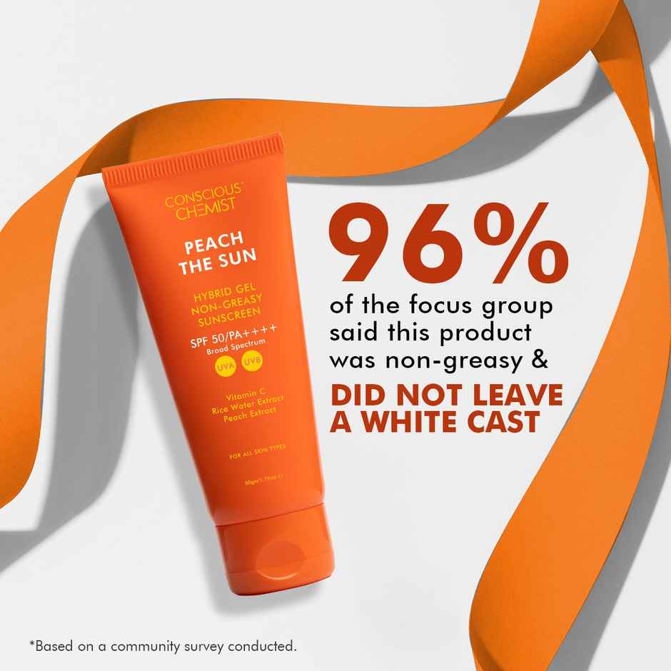 Conscious Chemist Peach The Sun Hybrid Lightweight Gel Sunscreen SPF 50 PA++++ With Vitamin C