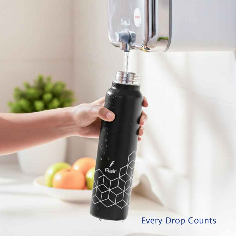 Flair Hexa Stainless Steel Water Bottle 1000 ml Black Color