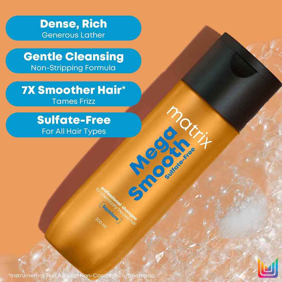 Matrix Mega Smooth Sulfate-Free Shampoo with Squalene For Bond Repair | 7X Smoother Hair