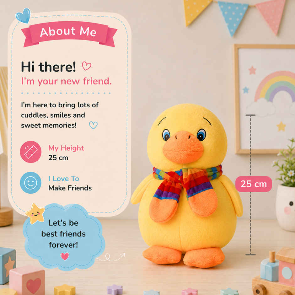 ToyTales Derby Duck Plush Toy | Stuffed Animal Soft Toy | Birthday Gift for Kids | Gift Baby | 25cm