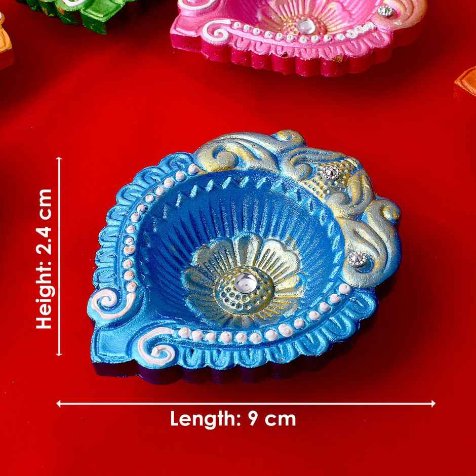 Designer Multicolor Clay Diya | Pack of 4 | Satvik