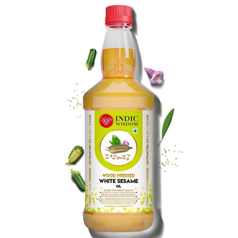 Indic Wisdom White Sesame (Til-Gingelly) Wood Cold Pressed Oil | Extracted on Wooden Churner