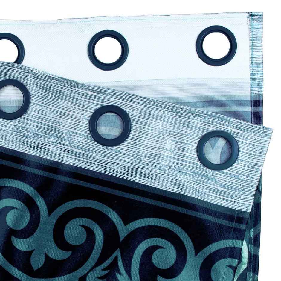 Story@Home 200 GSM Polyester Abstract 2 Piece Window Curtain | Blue & White
