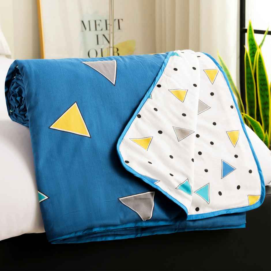 Story@home Geometric Double Dohar/Duvet Cover (Cotton, Blue) (240x225x2 cms)