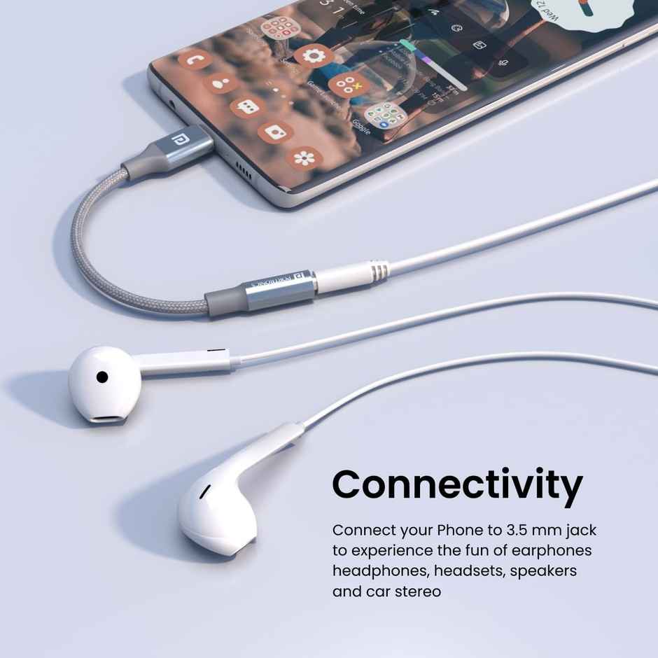 Portronics Ikonnect C, Type-C To 3.5Mm Female Aux Port - Black