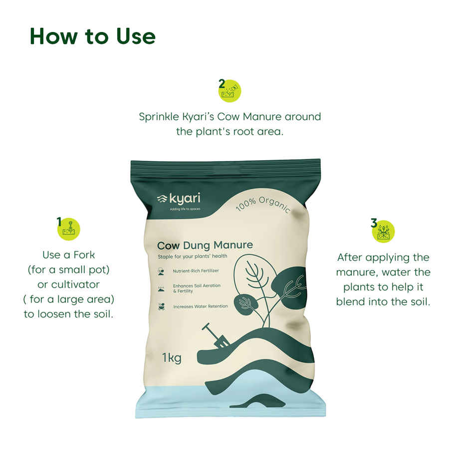 Kyari Cow Dung Manure & Fertilizer for All Types of Plants | Home Gardening 1 kg