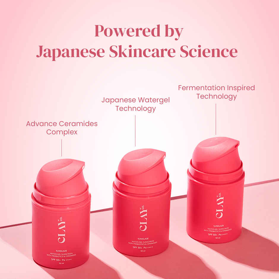 Clayco Sunglaze Sunscreen SPF 50 Pa ++++ With Probiotic and Ceramides