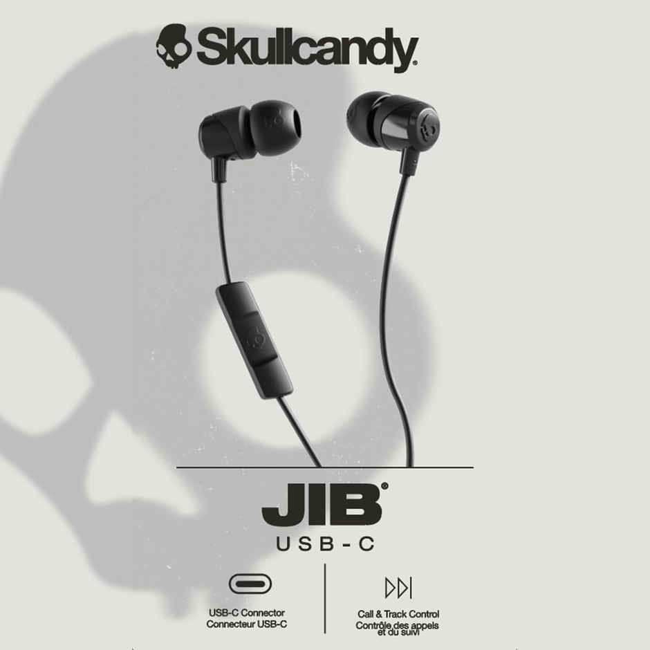 Skullcandy Jib USB-C Wired Earbuds with Noise Isolating Fit | Built-in Microphone Call - Black