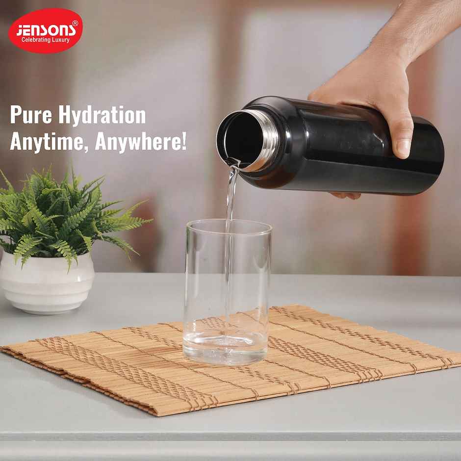 Jensons Stainless Steel Single Wall Classic Bottle | Black | 1 L