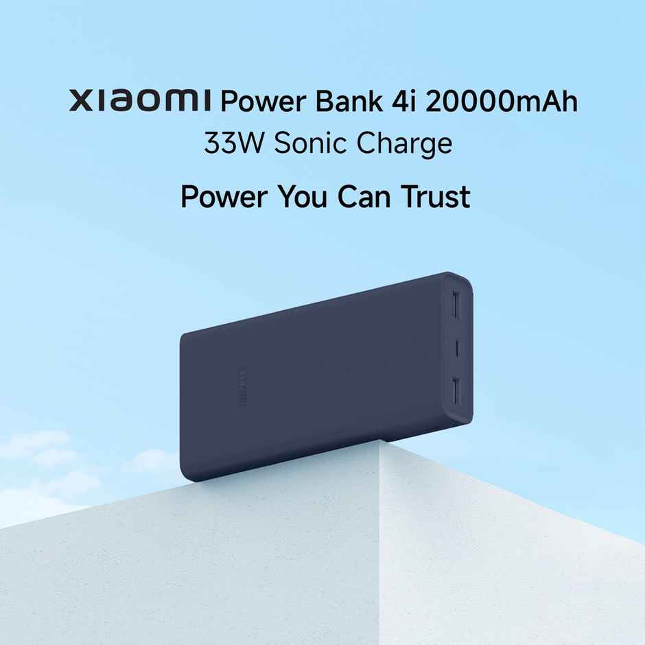 Xiaomi Wired Power Bank 4i 20000mAh 33W Super Fast Charging PD |Smart 12 Layer Protection|Type C Input & Output|Triple Output Ports|Supports Android,Apple, Tablets, Earbuds,Watch(MI Powerbank) - Blue
