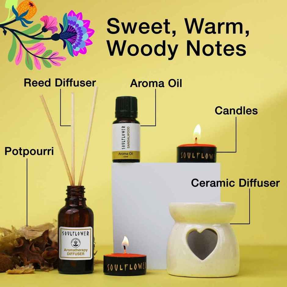 Soulflower Sandalwood Calm Diffuser Set | Aromatherapy