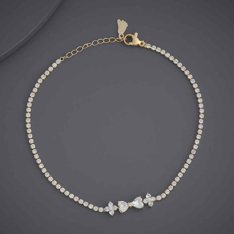 Kushal s Fashion Jewellery White Gold-Plated Zircon Trendy Payal | 441639