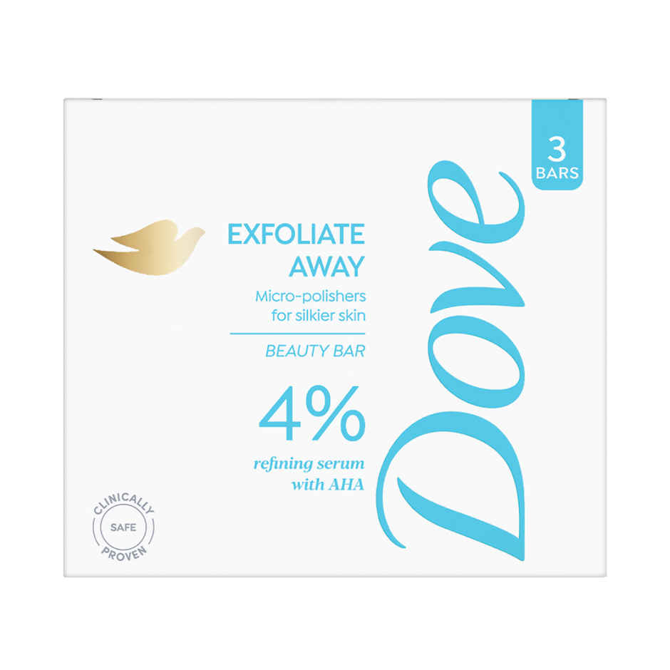 Dove 4% Refining Serum + AHA Exfoliate Away Serum Beauty Bar| Pack of 3