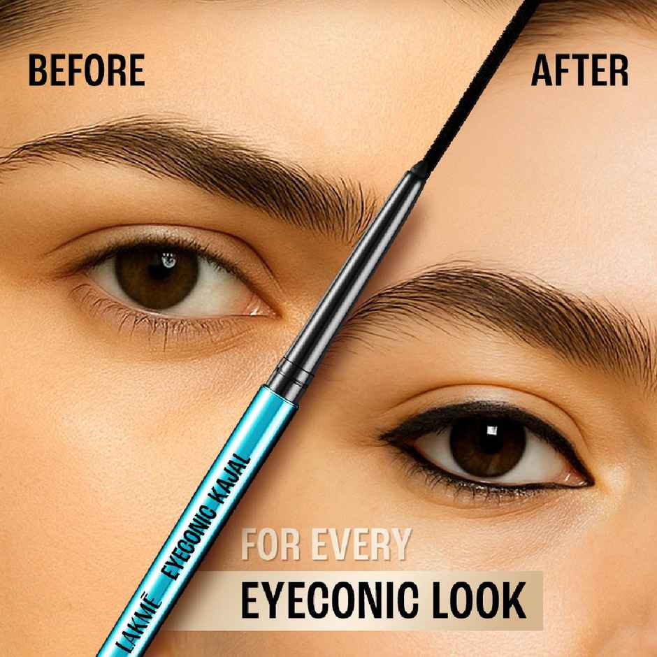 Lakme 9 to 5 Eyeconic Kajal, Smudgeproof, Waterproof, lasts upto 24 Hrs, Black