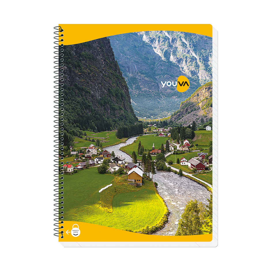 Navneet Youva Spiral Bound Unruled Notebook (400 Pages, A4 Size 21 cm x 29.7 cm, Colour May Vary)