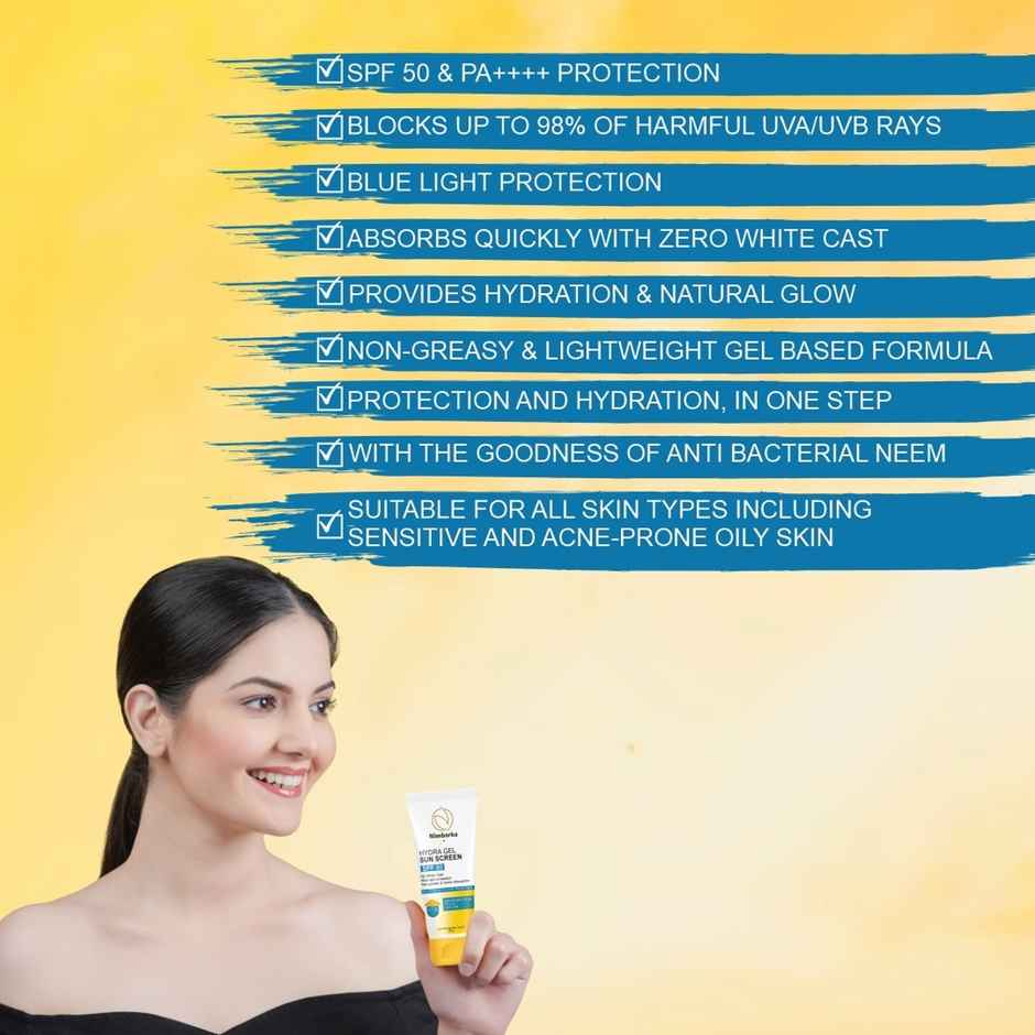 Nimbarka Hydra Gel Sunscreen SPF 50 PA++++ Lightweight Hydrating Broad-Spectrum For Sensitive Skin