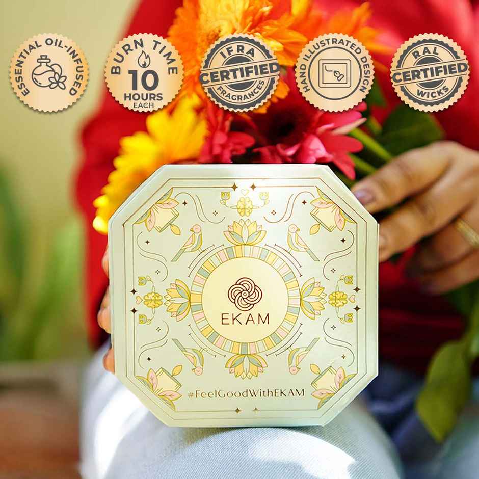 Ekam Scented Soy Votive Candle-4Pc Mahogany | Lavender | Rose | Vanilla | Home Decor