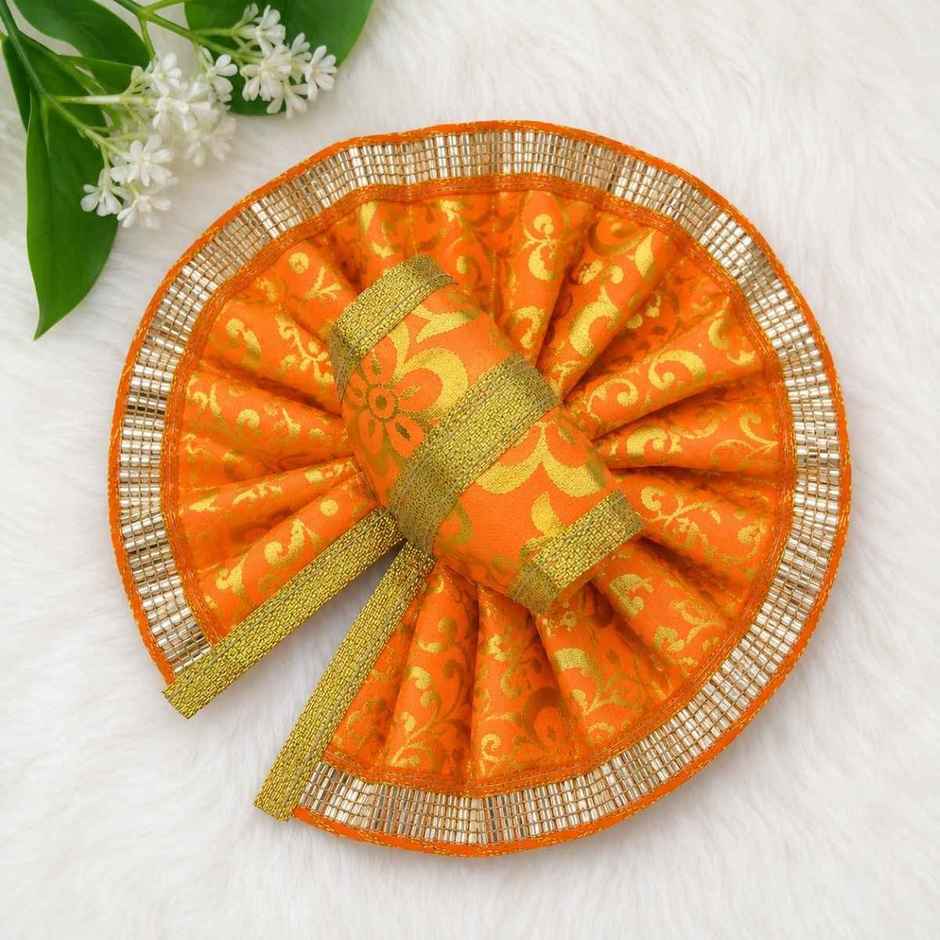 Gullak Laddu Gopal Foil Print Poshak | Orange | Size 1