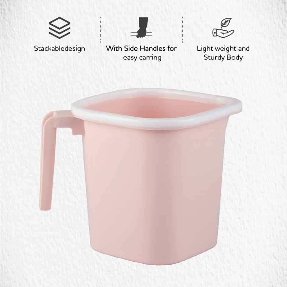 Ratan Plasticware Premia Bath Mug | 1.5 L| Daiso Pink | Pack Of 1
