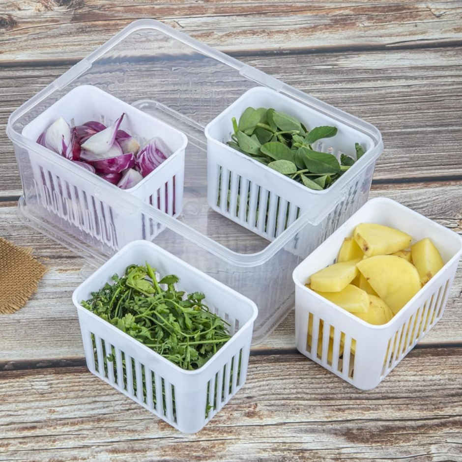 Zedak 4-in-1 Multipurpose Storage Plastic Container Set - White - 1 pc