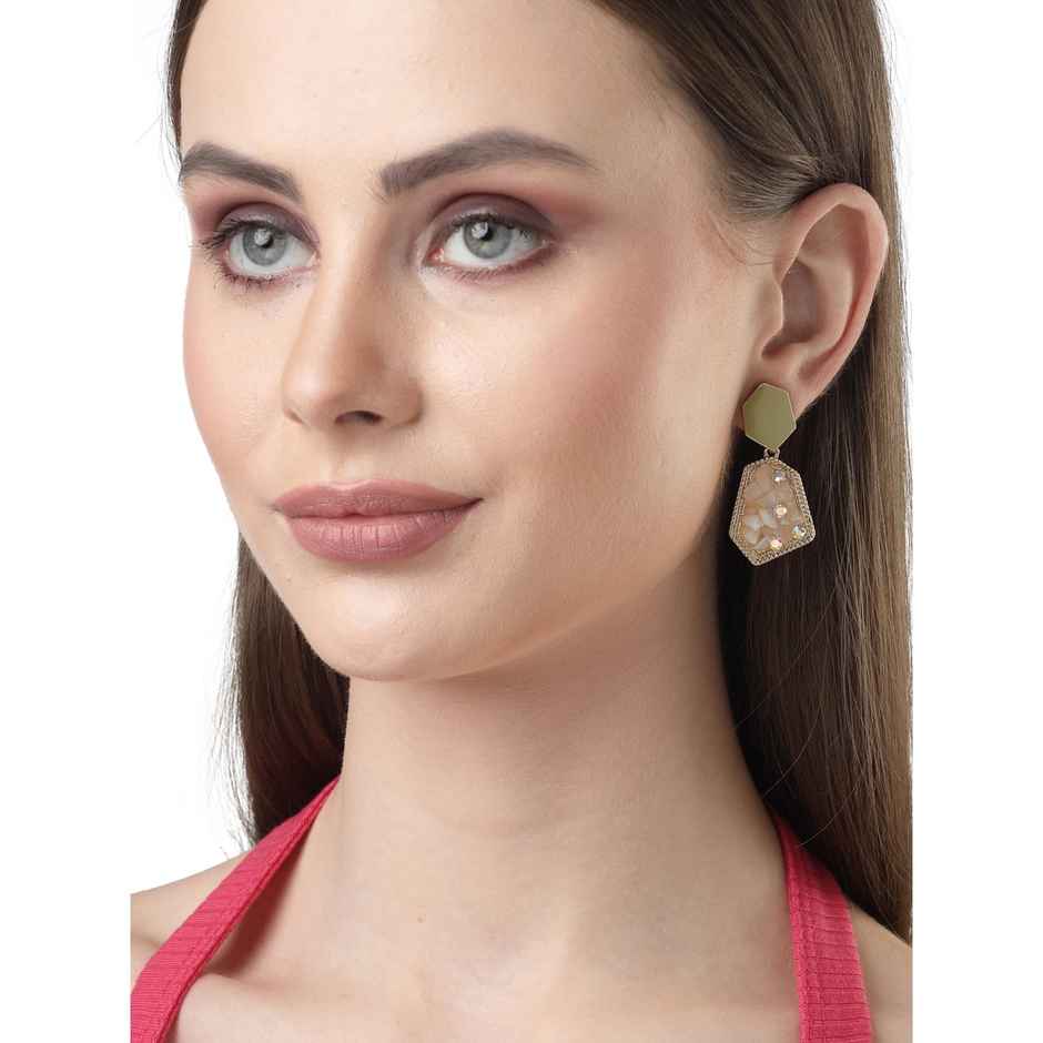 Scintillare By Sukkhi Attractive Gold Plated Grey & Crystals Stones Contemporary Dangler Earring