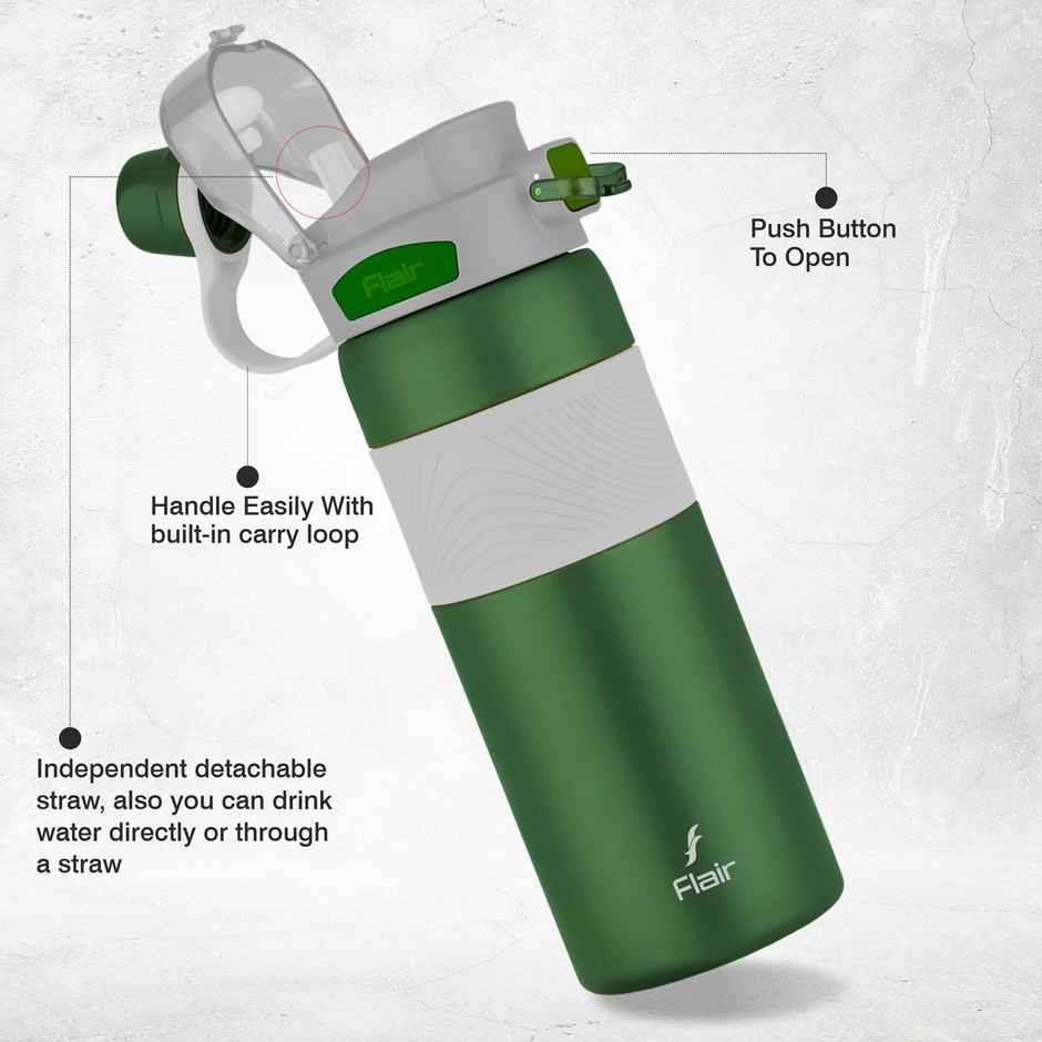Flair Onyx Vacuum Insulated Stainless Steel Water Bottle 800 ml | Green