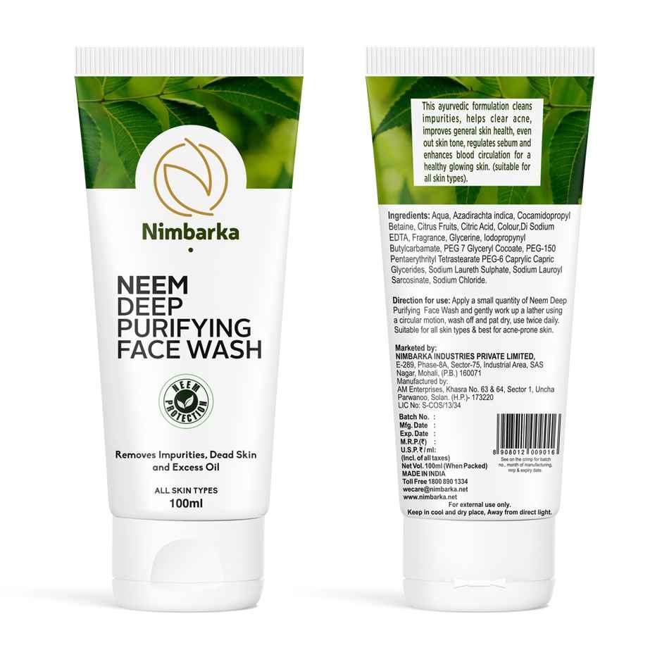 Nimbarka Neem Deep Purifying Face Wash Removes Impurities Dead Skin & Excess Oil