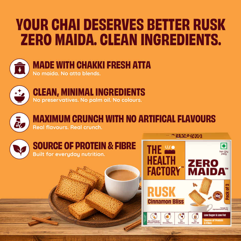 The Health Factory Cinnamon Rusk | Zero Maida