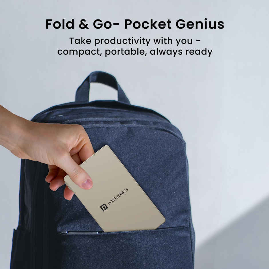 Portronics Ruffpad Calc Mini 2 In 1 Lcd Writing Pad With Digital Calculator - Grey