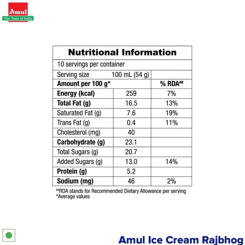 Amul Rajbhog Ice Cream Tub | Rich Indian Dessert