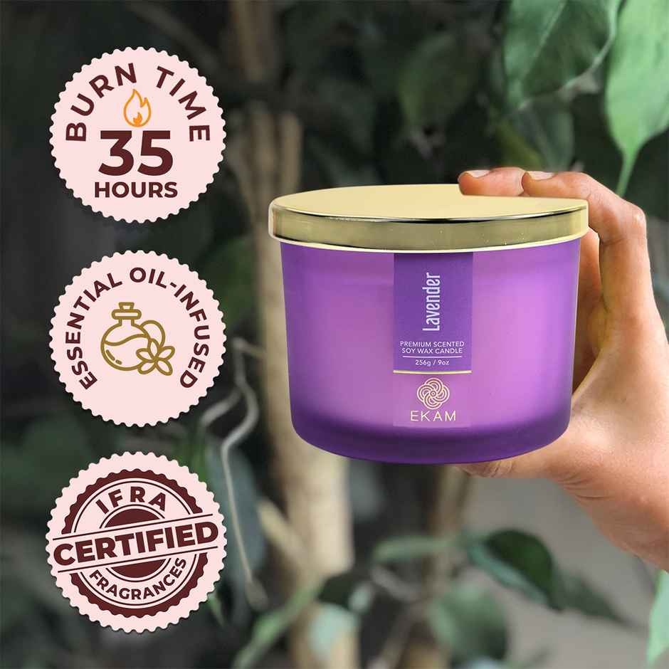 Ekam Lavender Scented 3 Wick Soy Candle
