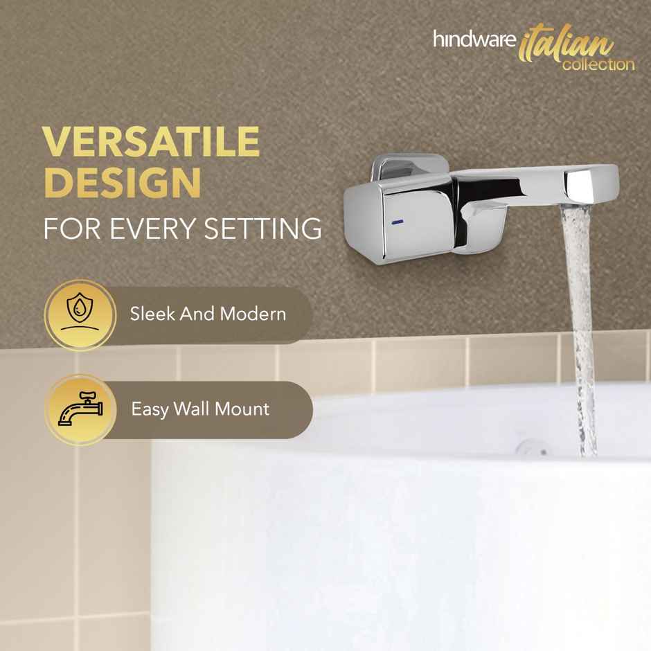 Hindware STARC Brass Bib Tap | Chrome Finish | Wall Flange