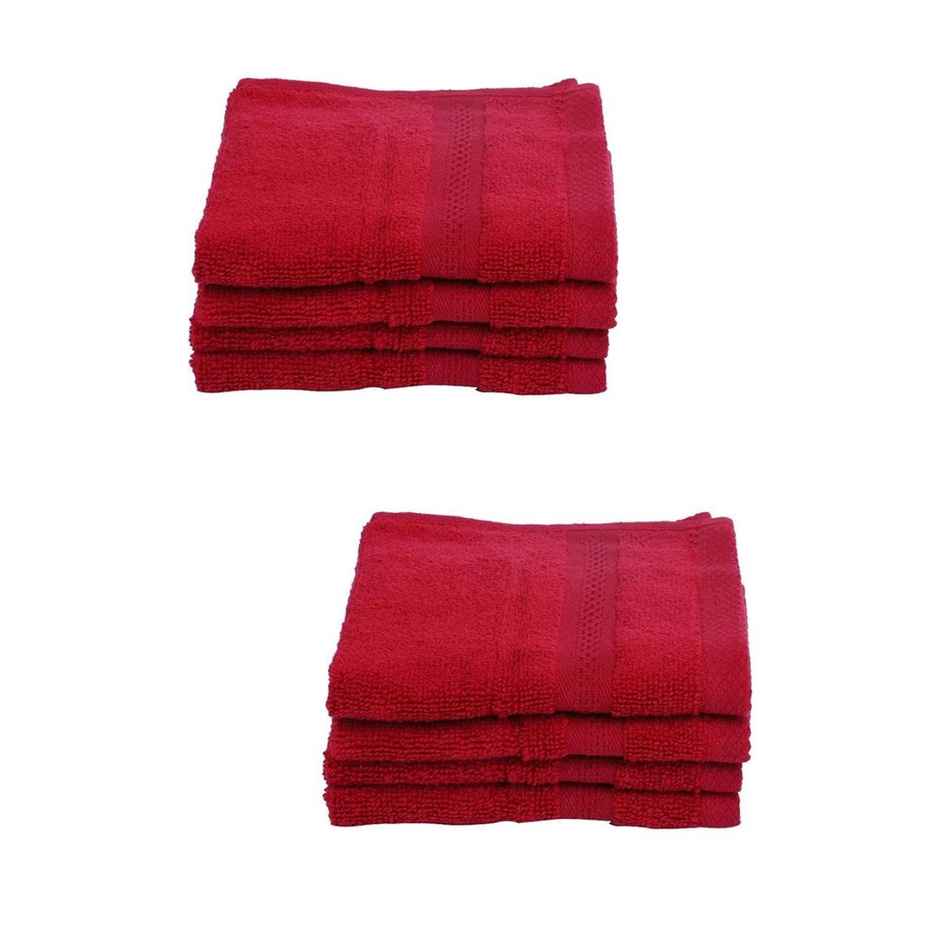 Bianca Face Towel Soft Cotton | Red | 30cm x 30cm | 550 GSM | Pack of 4