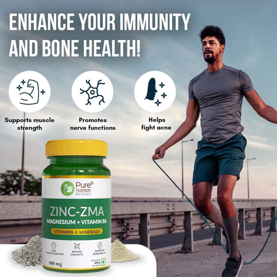Pure Nutrition Zinc Zma 120 VEG Tablets 800Mg