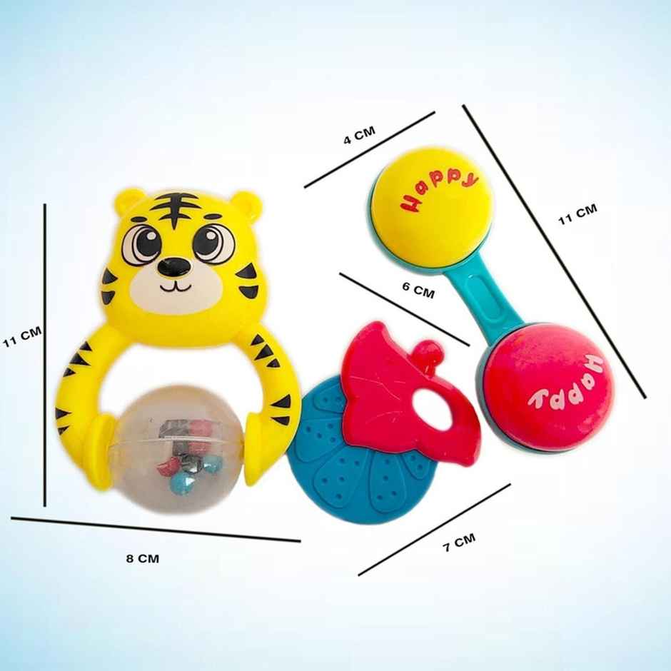 Fablue 3 Pieces Baby Rattles Toys Set, Infant Grab and Shake Rattle, Sensory Music Sound Rattle Toy